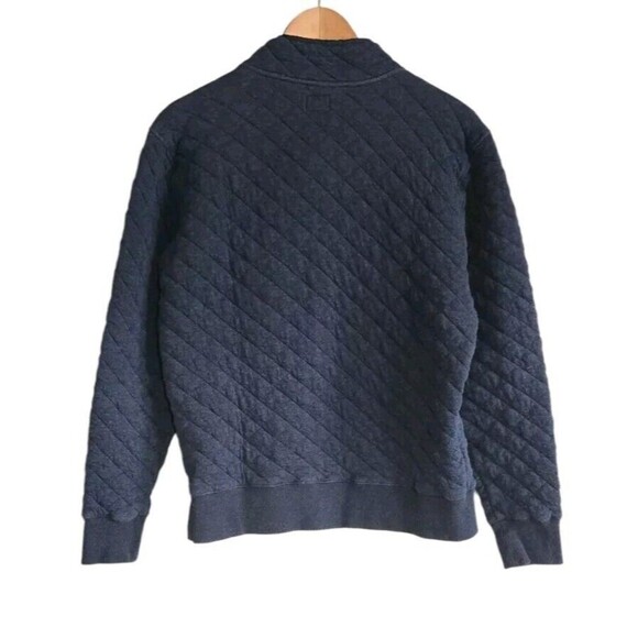 Faherty Epic Quilted Fleece Pullover Men Small Blue Snap Button Organic Cotton - Picture 5 of 8